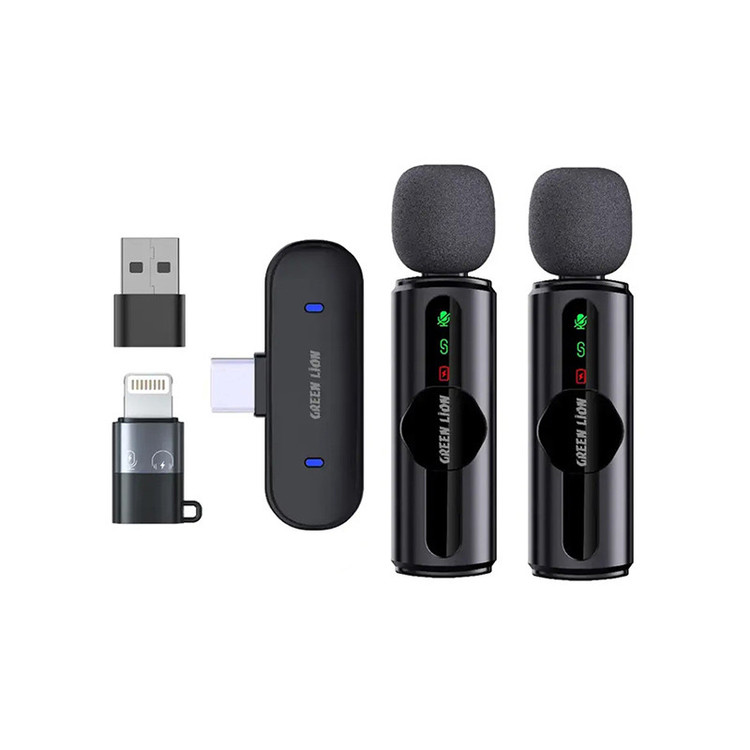 میکروفون یقهای بیسیم گرین لاین مدل GM-76X با حذف نویز ۳ سطحی